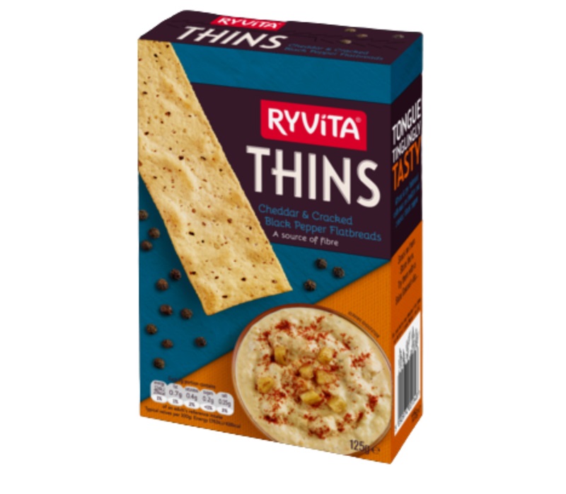 View details of Ryvita Thins Cheddar & Cracked Black Pepper Flatbread