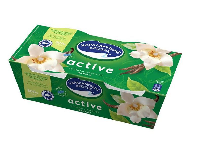 View details of active Dessert Yoghurt with vanilla flavor and fibers Charalambides Christis